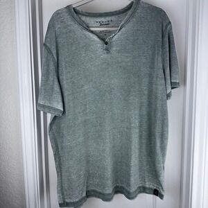 Lucky Brand Venice Burnout Henley Shirt Mens XL Short Sleeve Casual Top